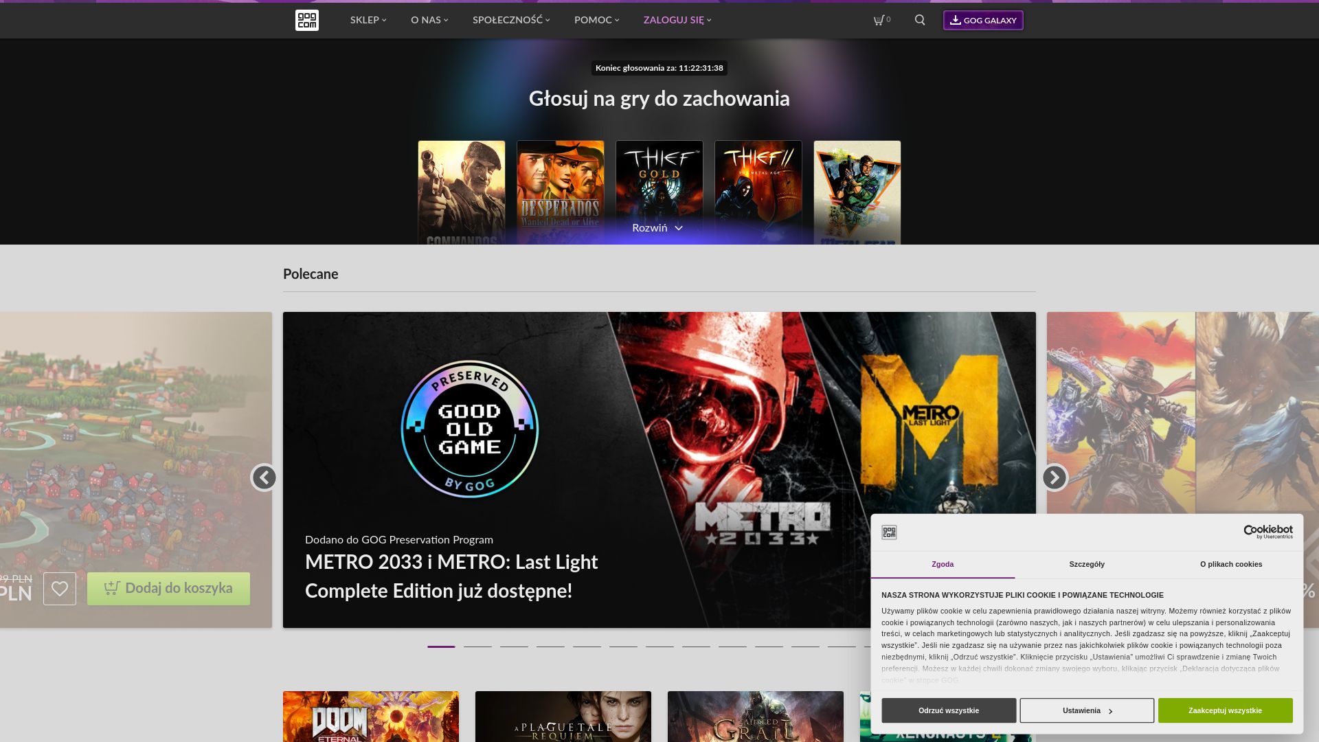 gog.com website homepage - live status check by WebsiteDown.xyz