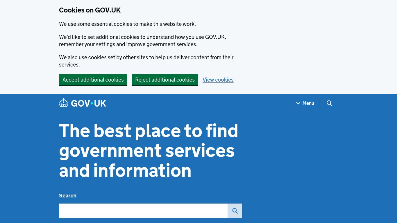 gov.uk website homepage - live status check by WebsiteDown.xyz