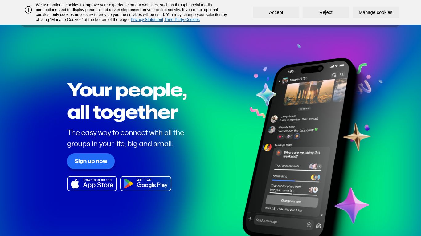 groupme.com website homepage - live status check by WebsiteDown.xyz