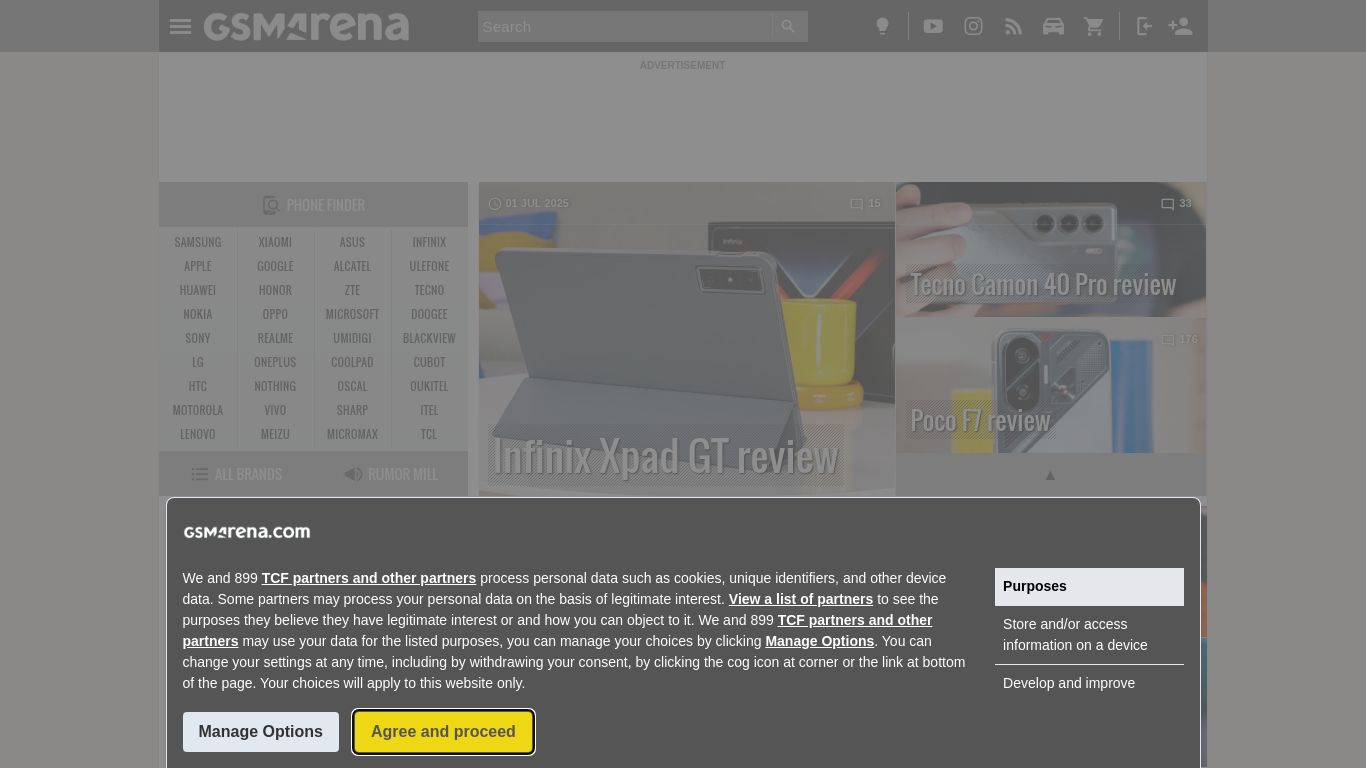 gsmarena.com website homepage - live status check by WebsiteDown.xyz