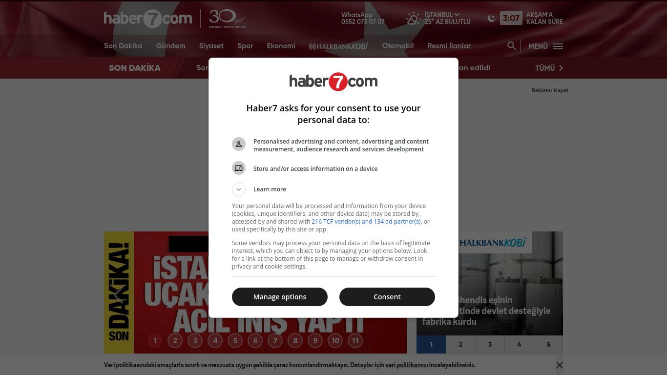 haber7.com website homepage - live status check by WebsiteDown.xyz