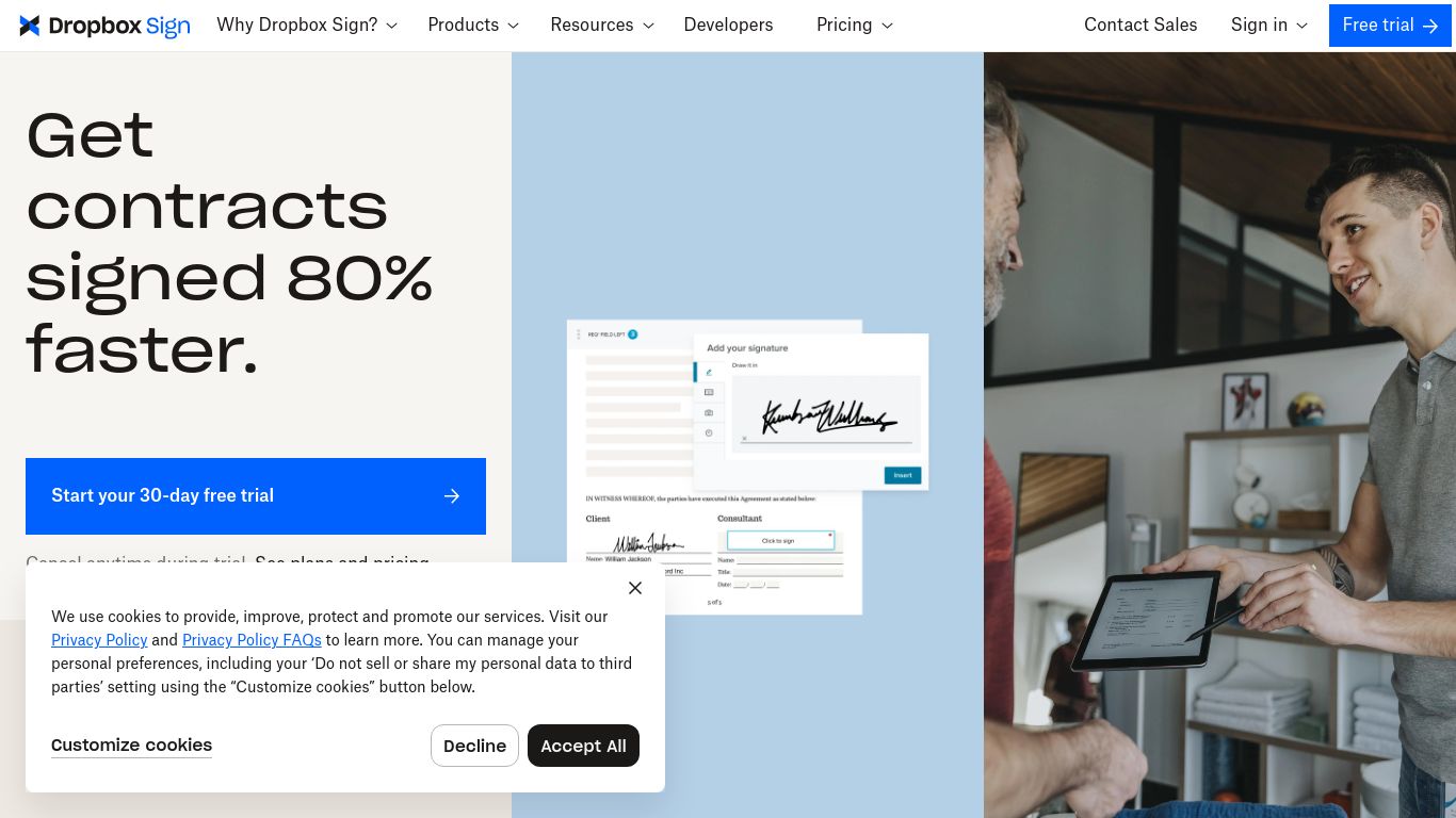 hellosign.com website homepage - live status check by WebsiteDown.xyz
