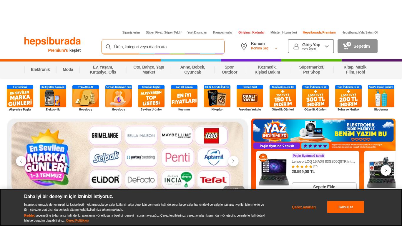 hepsiburada.com website homepage - live status check by WebsiteDown.xyz