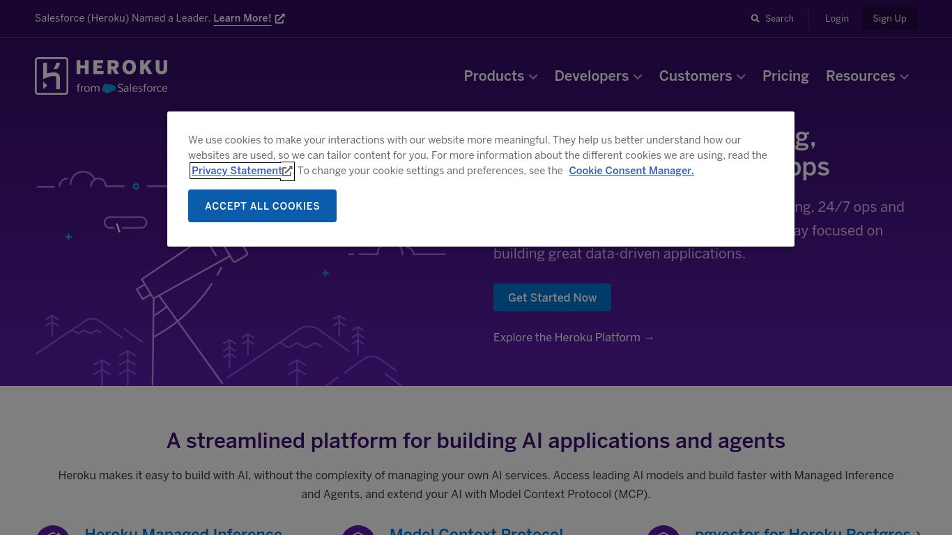 heroku.com website homepage - live status check by WebsiteDown.xyz