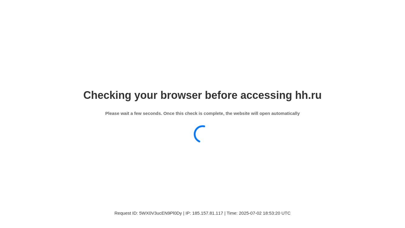 hh.ru website homepage - live status check by WebsiteDown.xyz