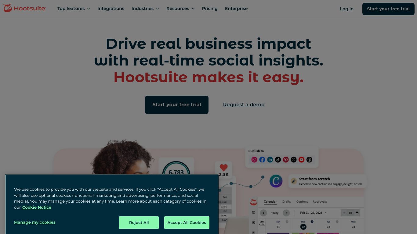 hootsuite.com website homepage - live status check by WebsiteDown.xyz