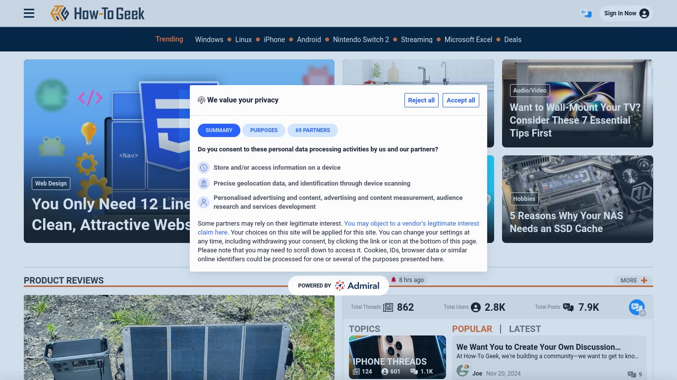 howtogeek.com website homepage - live status check by WebsiteDown.xyz