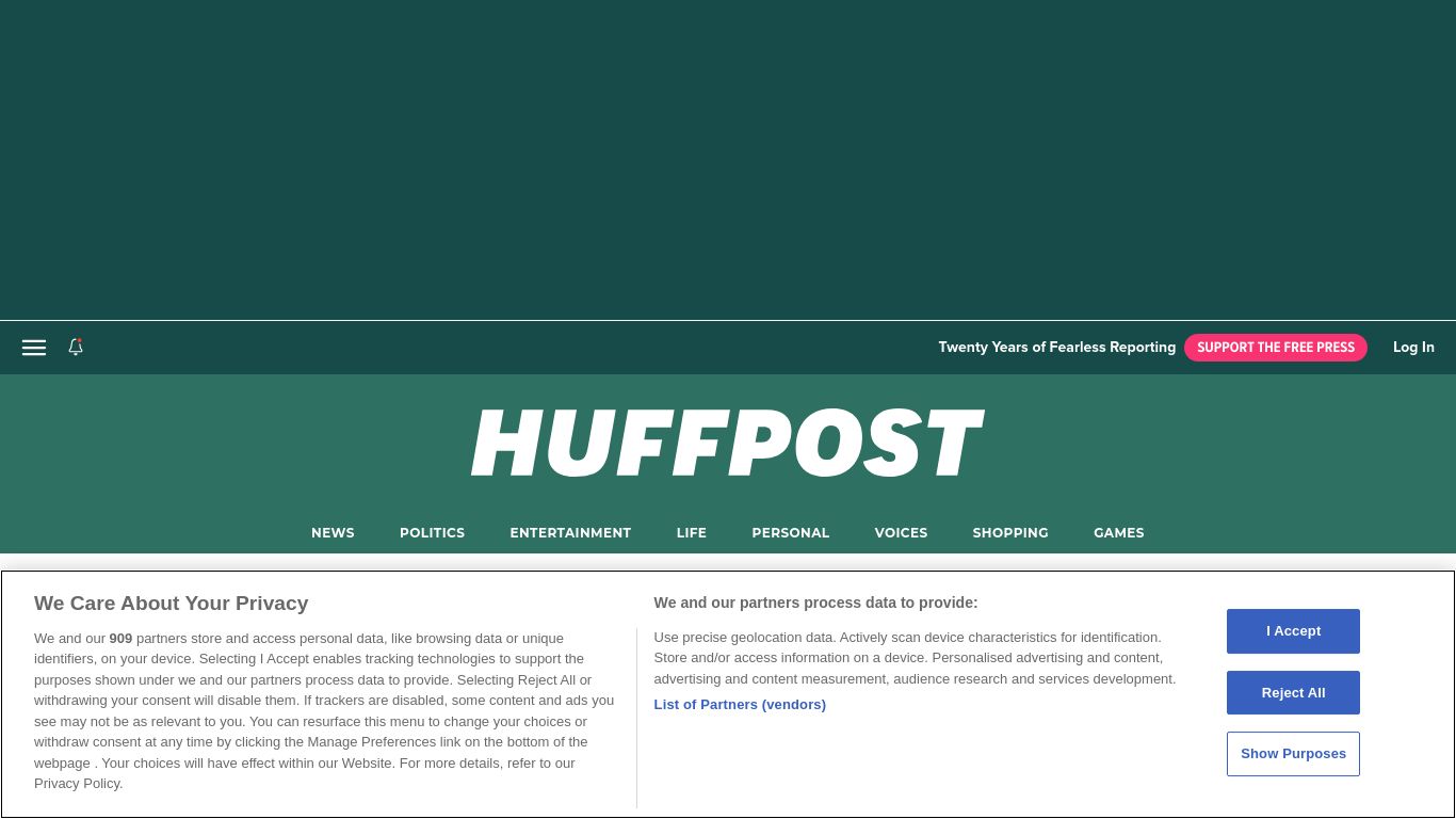 huffingtonpost.com website homepage - live status check by WebsiteDown.xyz