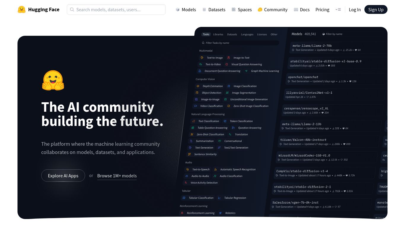 huggingface.co website homepage - live status check by WebsiteDown.xyz