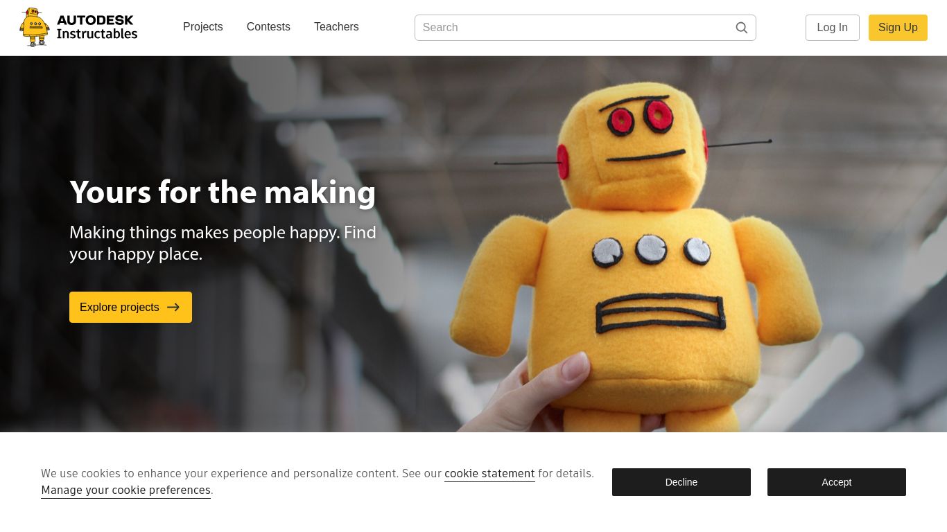 instructables.com website homepage - live status check by WebsiteDown.xyz