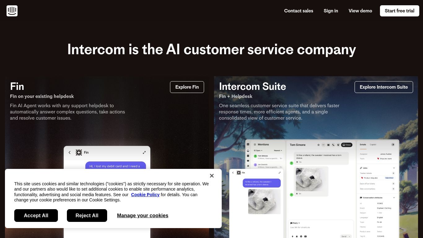 intercom.com website homepage - live status check by WebsiteDown.xyz