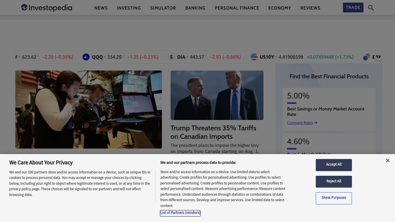 investopedia.com website homepage - live status check by WebsiteDown.xyz