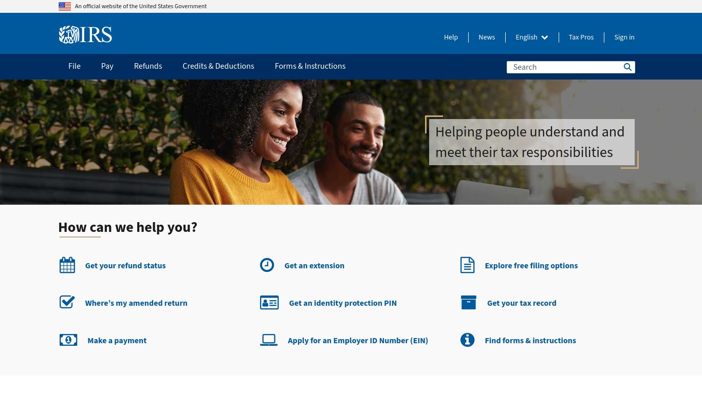 irs.gov website homepage - live status check by WebsiteDown.xyz