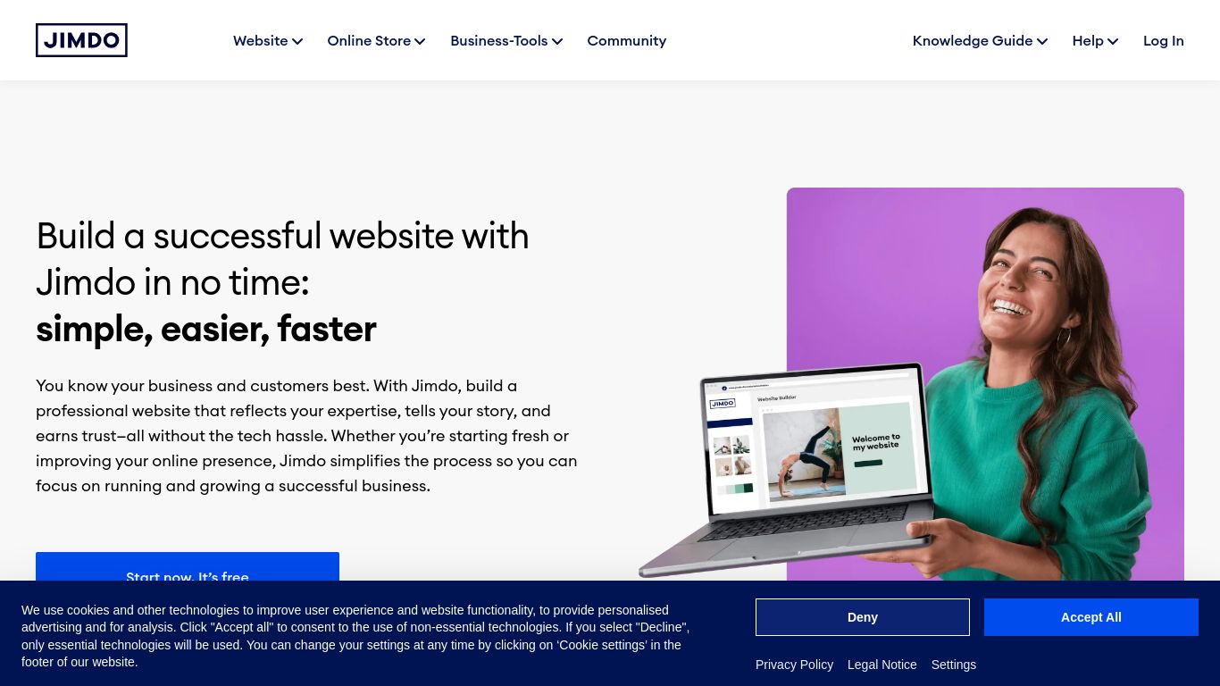 jimdo.com website homepage - live status check by WebsiteDown.xyz