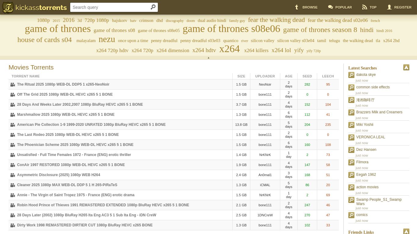 kickasstorrents.to website homepage - live status check by WebsiteDown.xyz