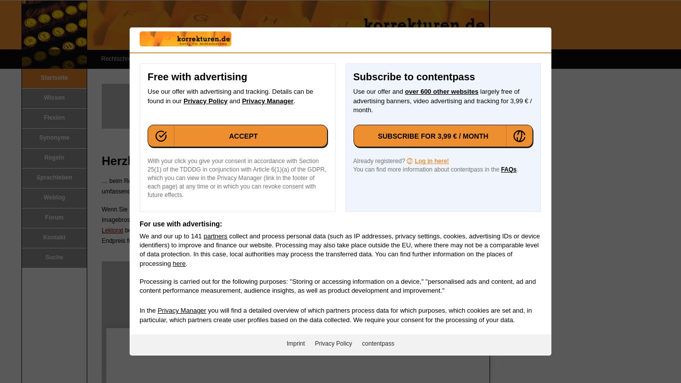korrekturen.de website homepage - live status check by WebsiteDown.xyz
