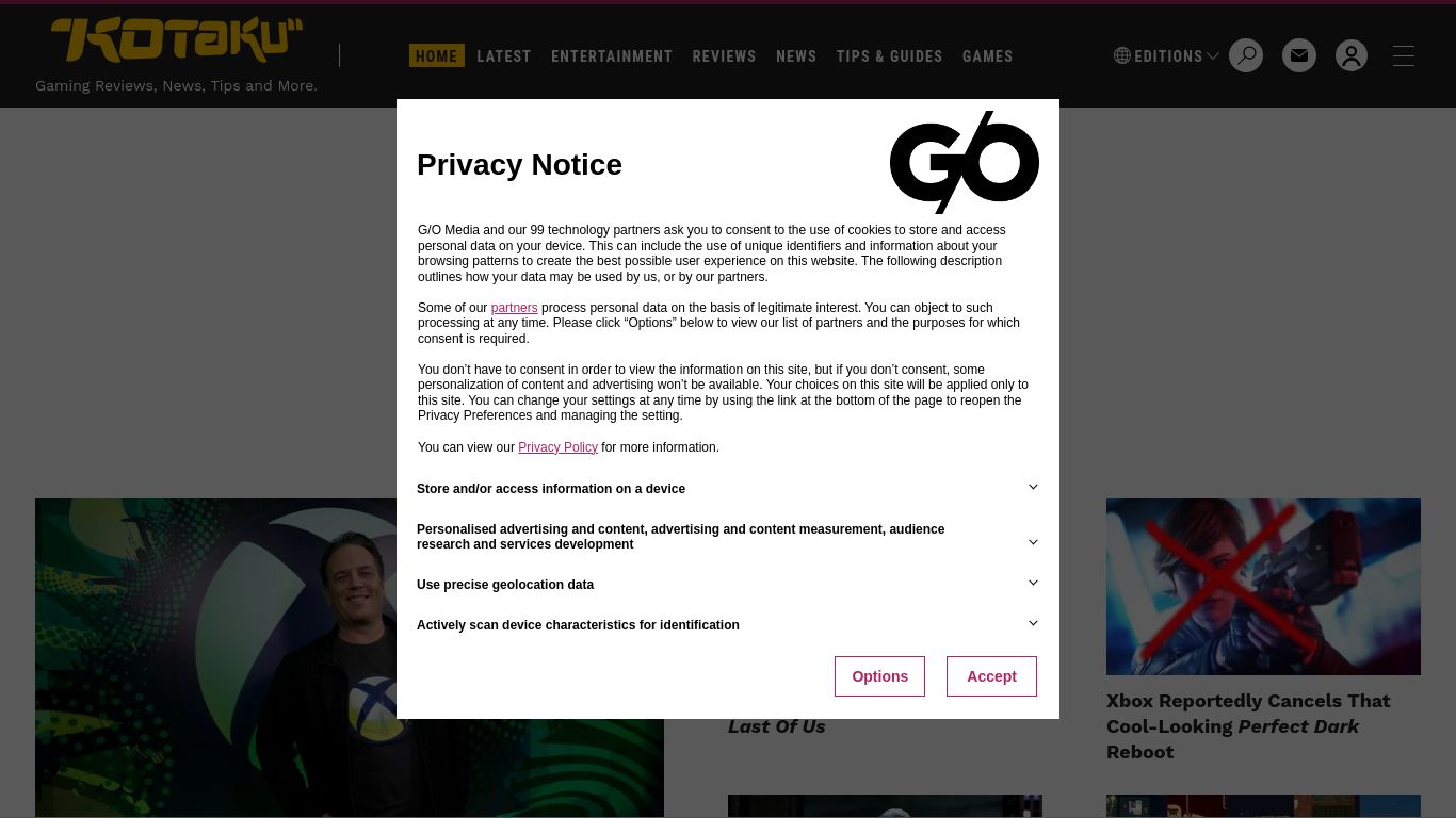 kotaku.com website homepage - live status check by WebsiteDown.xyz
