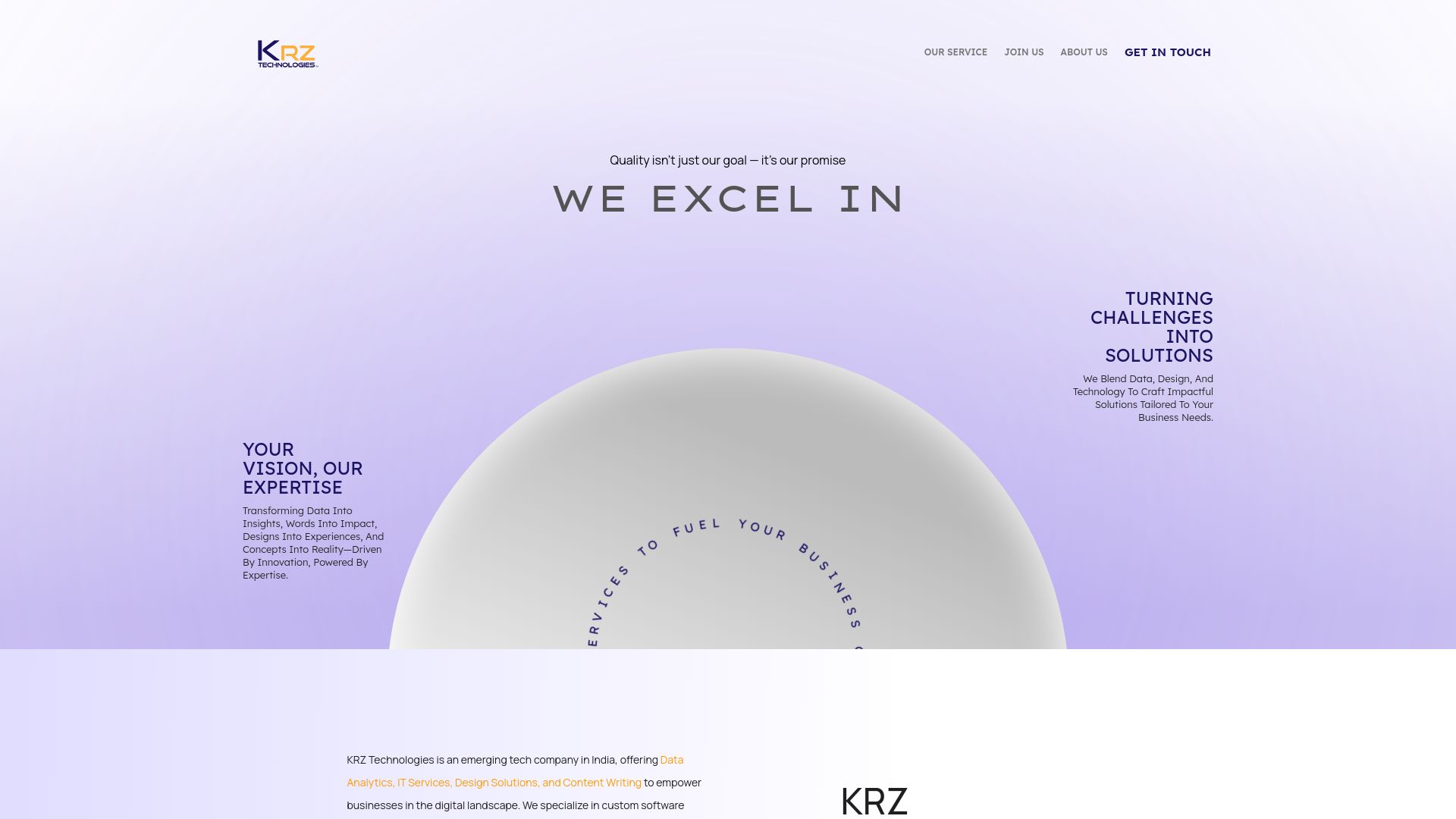 krztechnologies.com website homepage - live status check by WebsiteDown.xyz