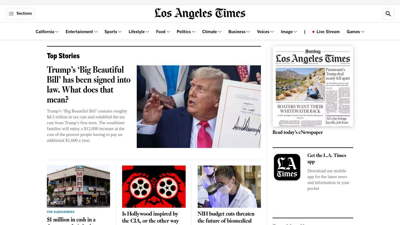 latimes.com website homepage - live status check by WebsiteDown.xyz