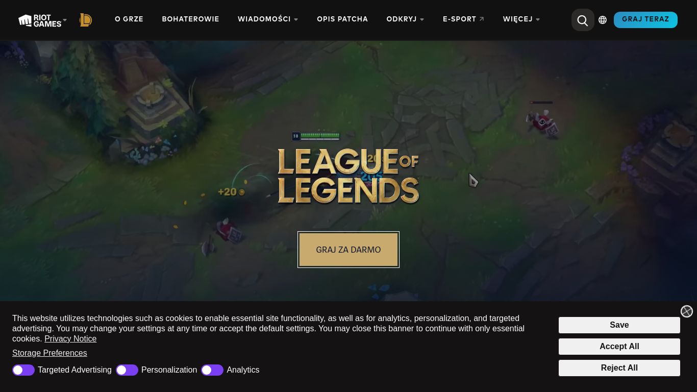 leagueoflegends.com website homepage - live status check by WebsiteDown.xyz