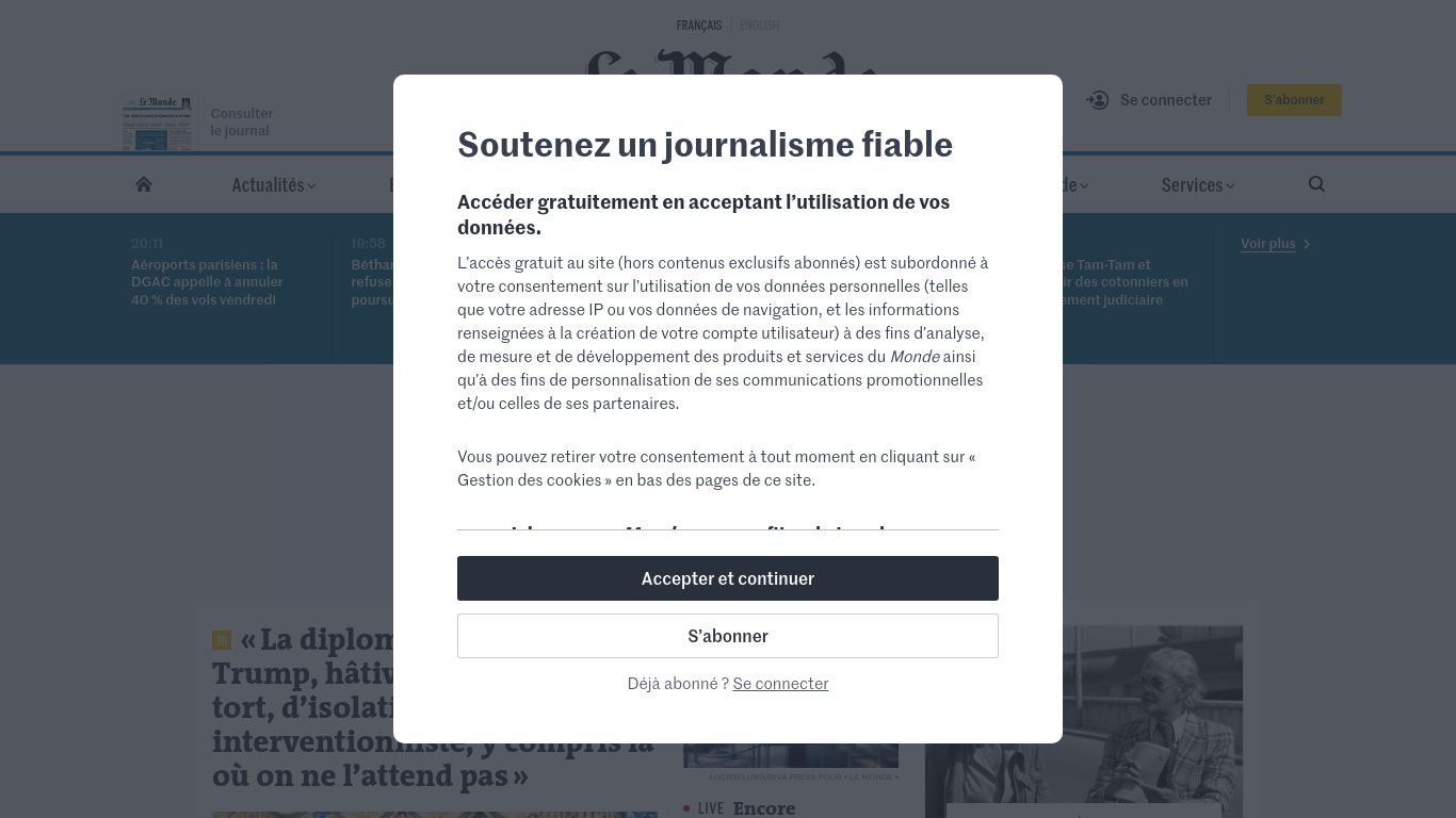 lemonde.fr website homepage - live status check by WebsiteDown.xyz