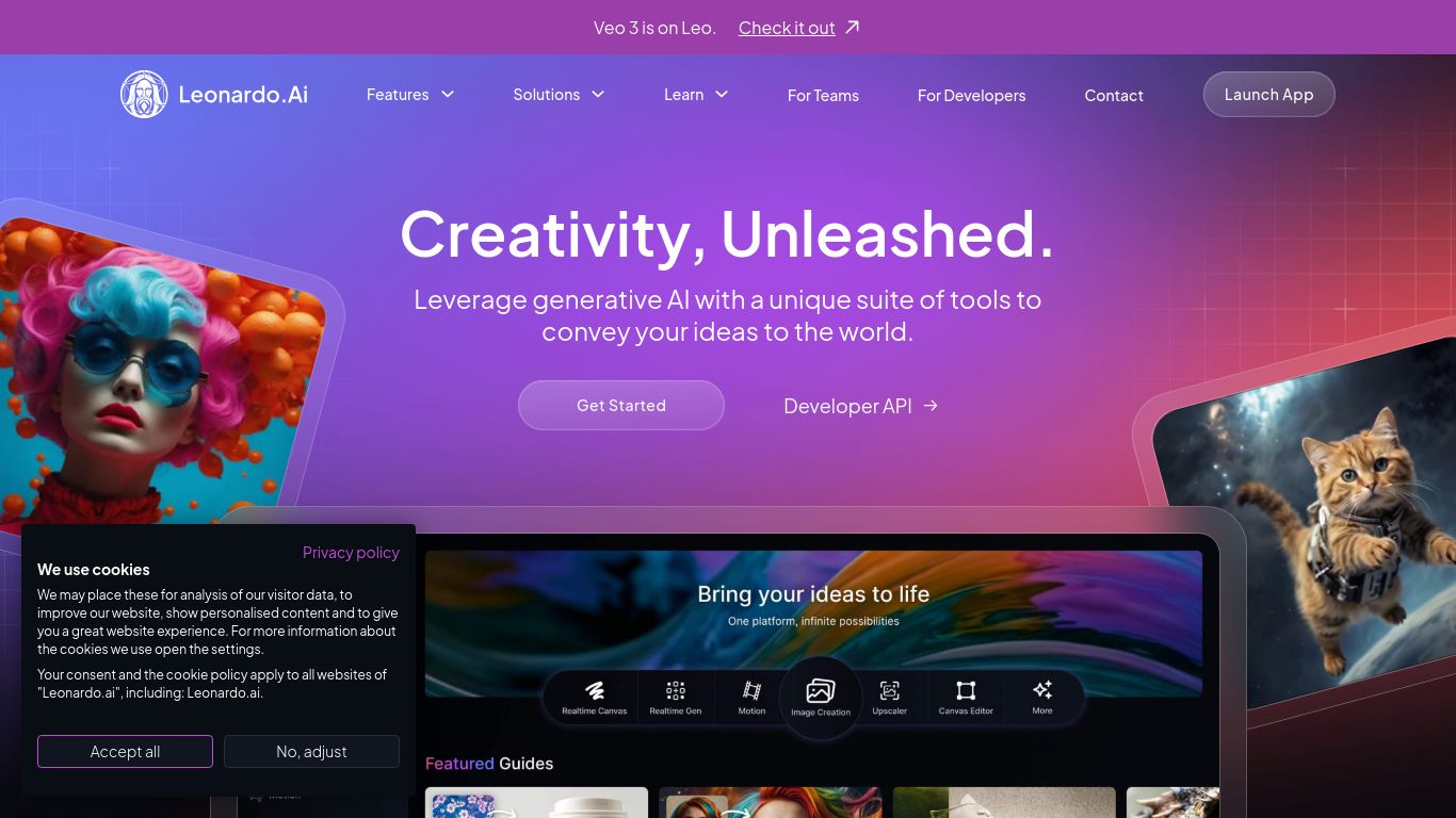 leonardo.ai website homepage - live status check by WebsiteDown.xyz