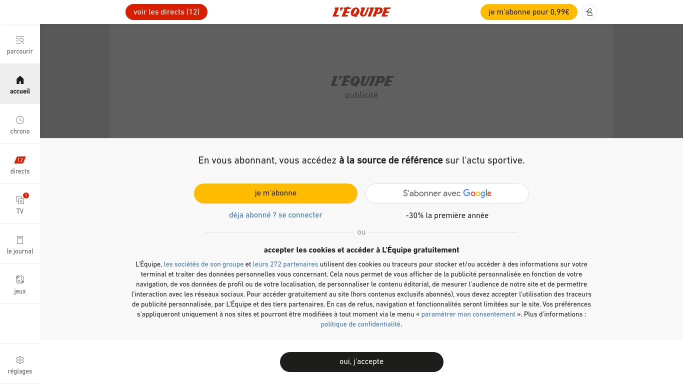 lequipe.fr website homepage - live status check by WebsiteDown.xyz
