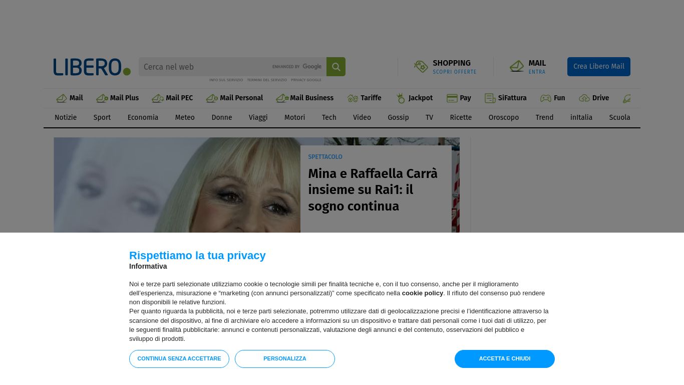 libero.it website homepage - live status check by WebsiteDown.xyz