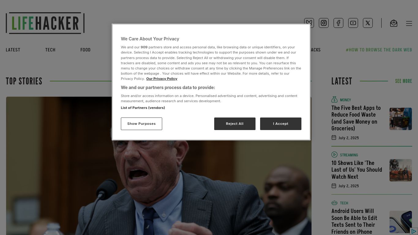 lifehacker.com website homepage - live status check by WebsiteDown.xyz
