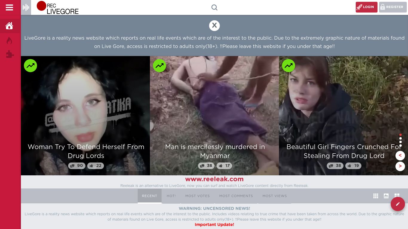 livegore.com website homepage - live status check by WebsiteDown.xyz