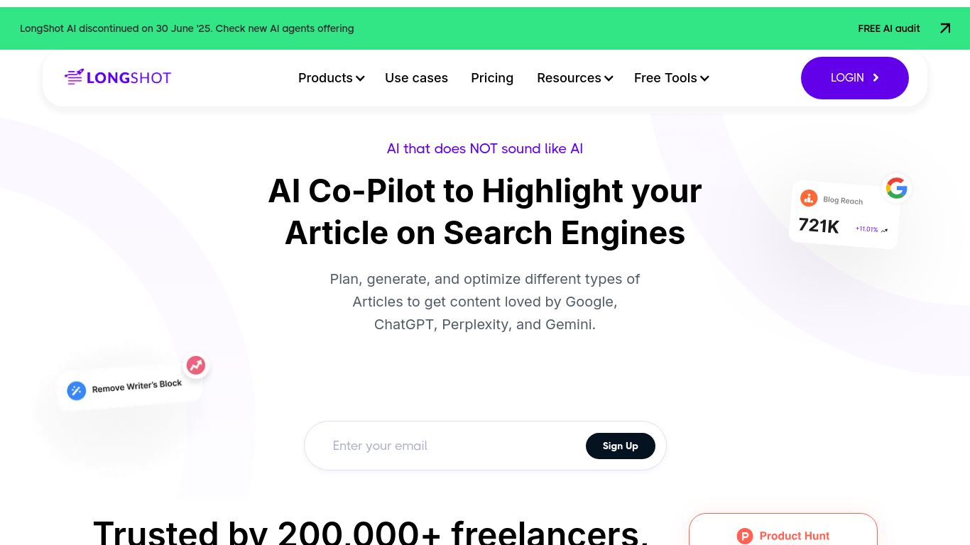 longshot.ai website homepage - live status check by WebsiteDown.xyz