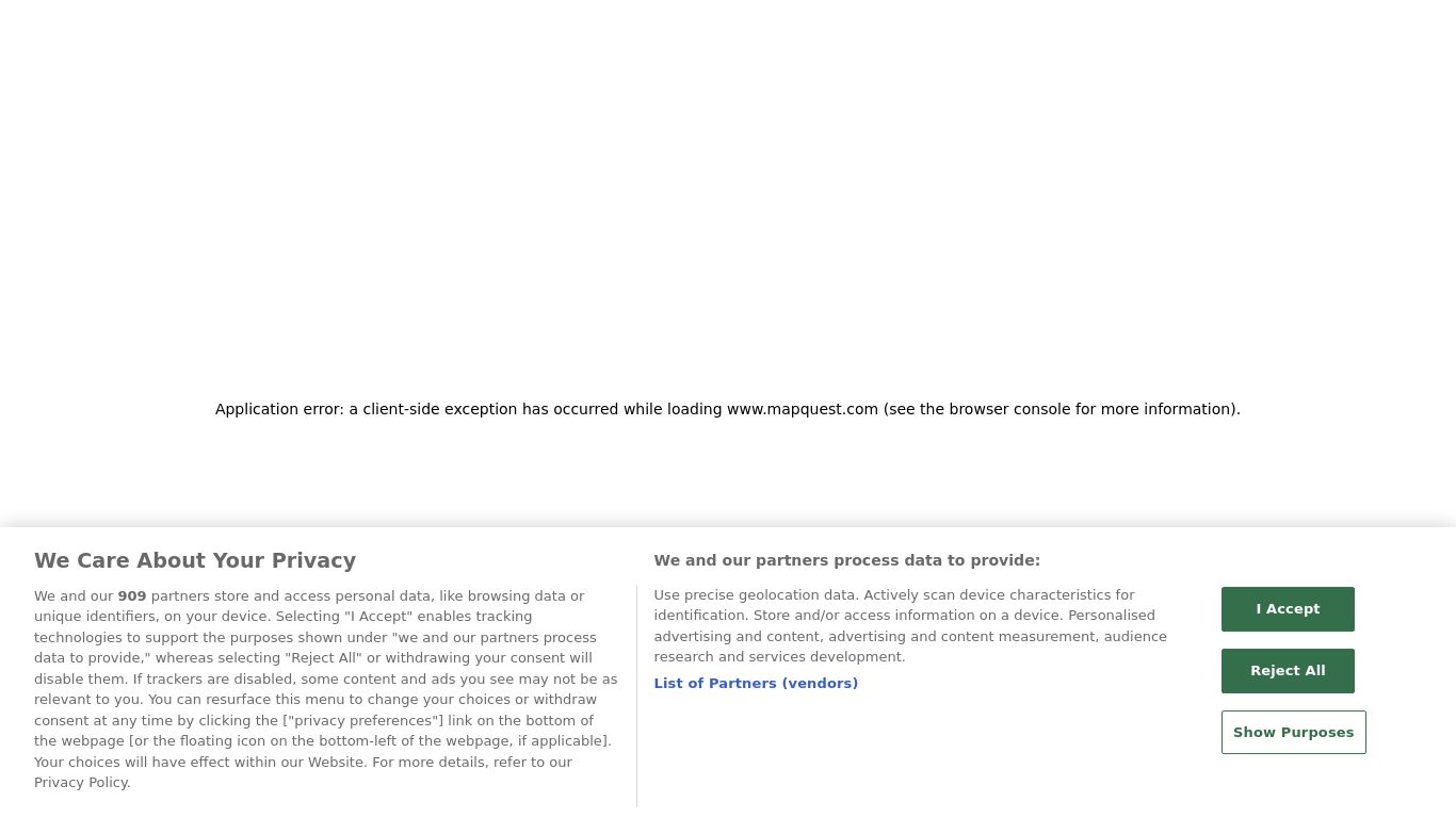 mapquest.com website homepage - live status check by WebsiteDown.xyz