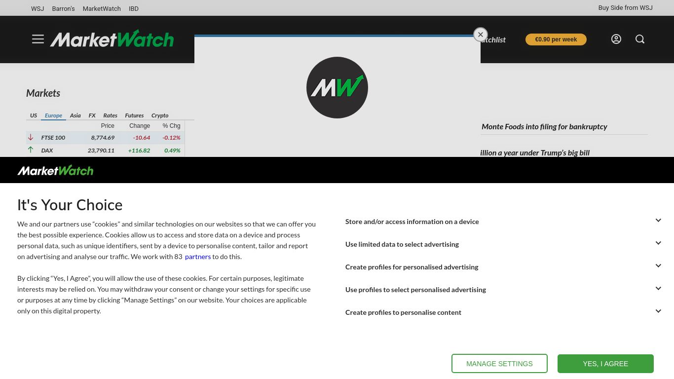 marketwatch.com website homepage - live status check by WebsiteDown.xyz