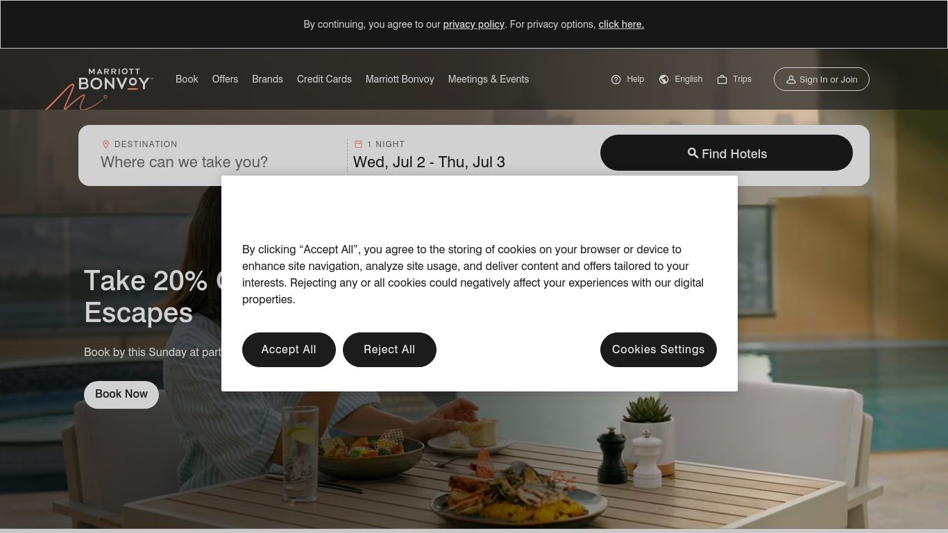 marriott.com website homepage - live status check by WebsiteDown.xyz