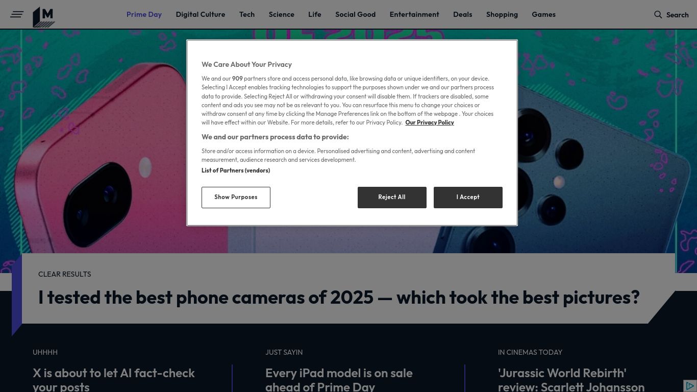 mashable.com website homepage - live status check by WebsiteDown.xyz