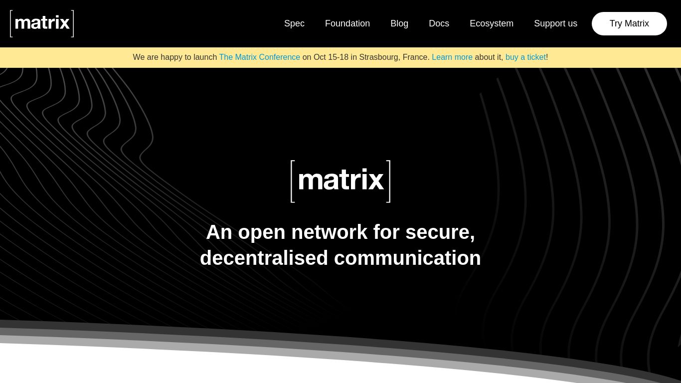 matrix.org website homepage - live status check by WebsiteDown.xyz
