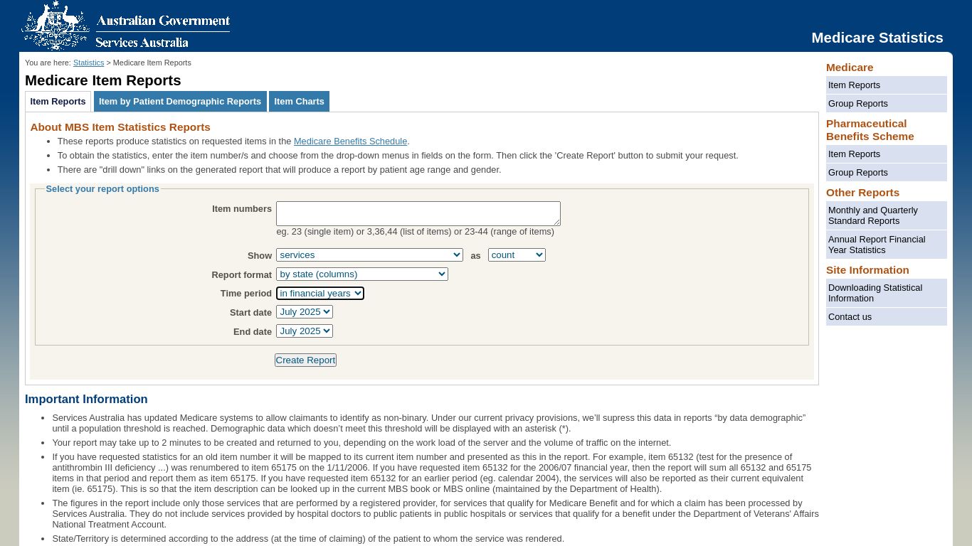 medicarestatistics.humanservices.gov.au website homepage - live status check by WebsiteDown.xyz