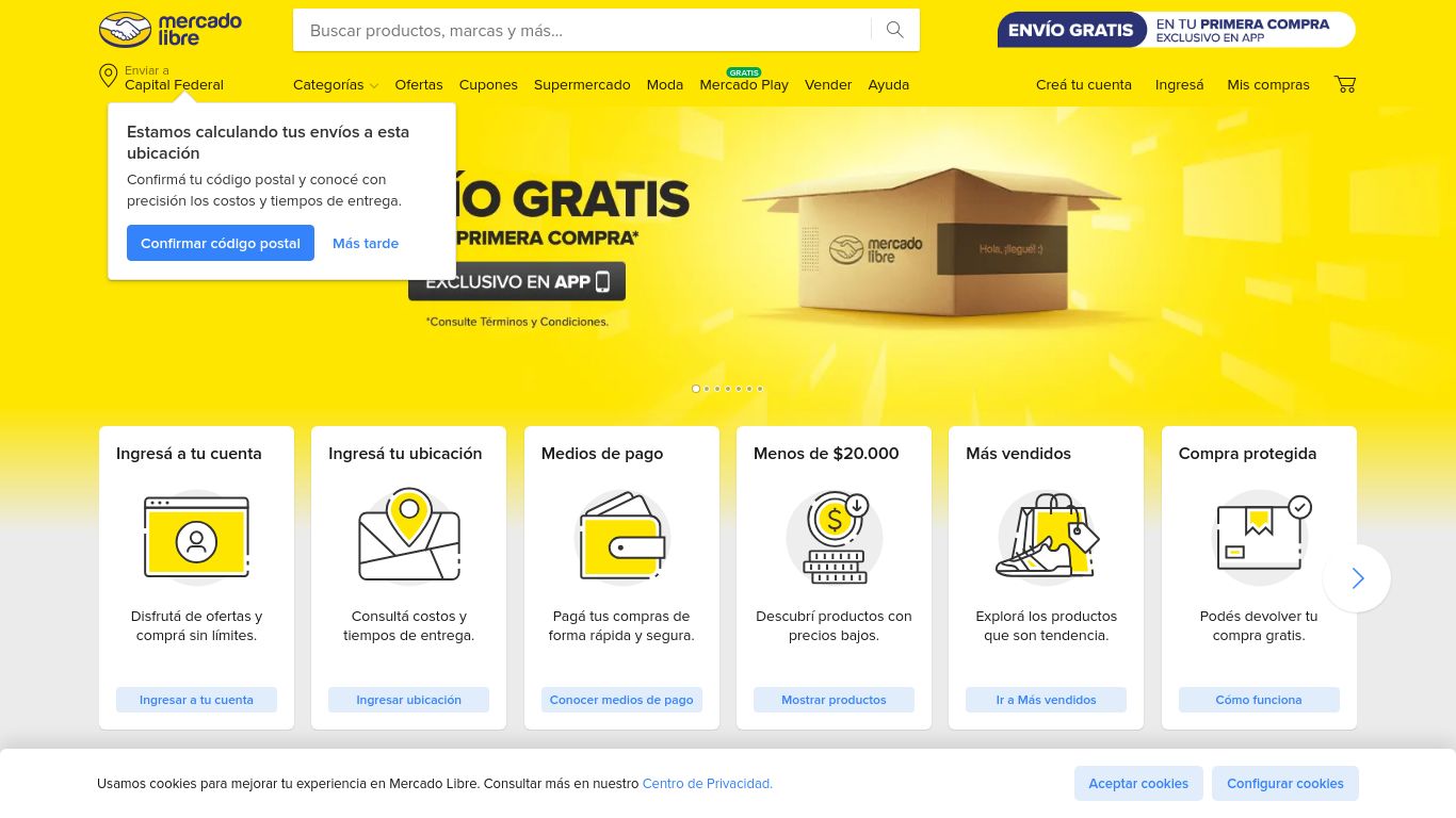 mercadolibre.com.ar website homepage - live status check by WebsiteDown.xyz
