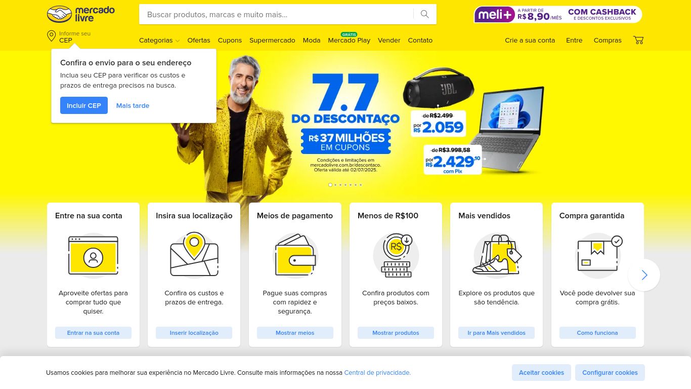mercadolivre.com.br website homepage - live status check by WebsiteDown.xyz