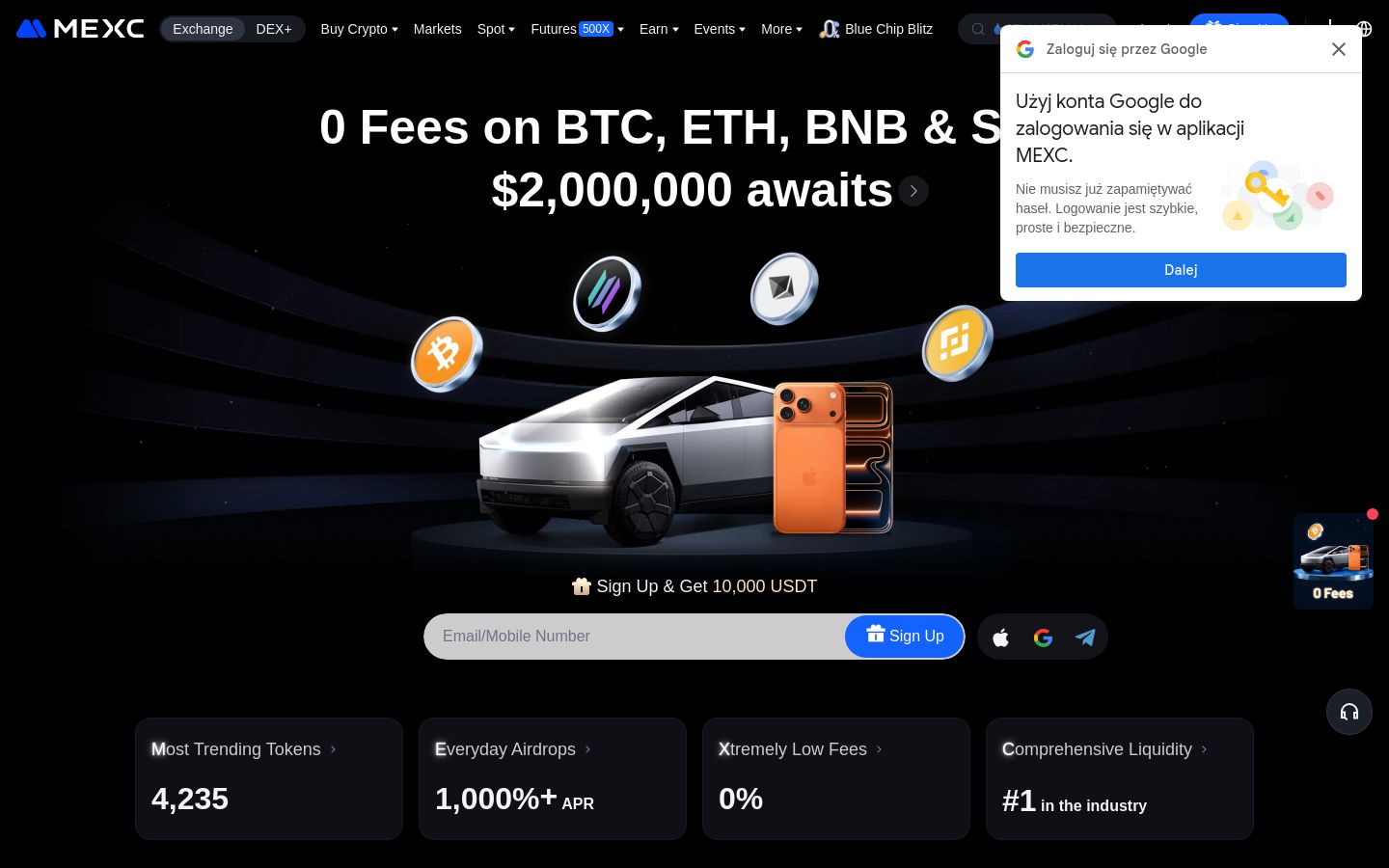 mexc.com website homepage - live status check by WebsiteDown.xyz