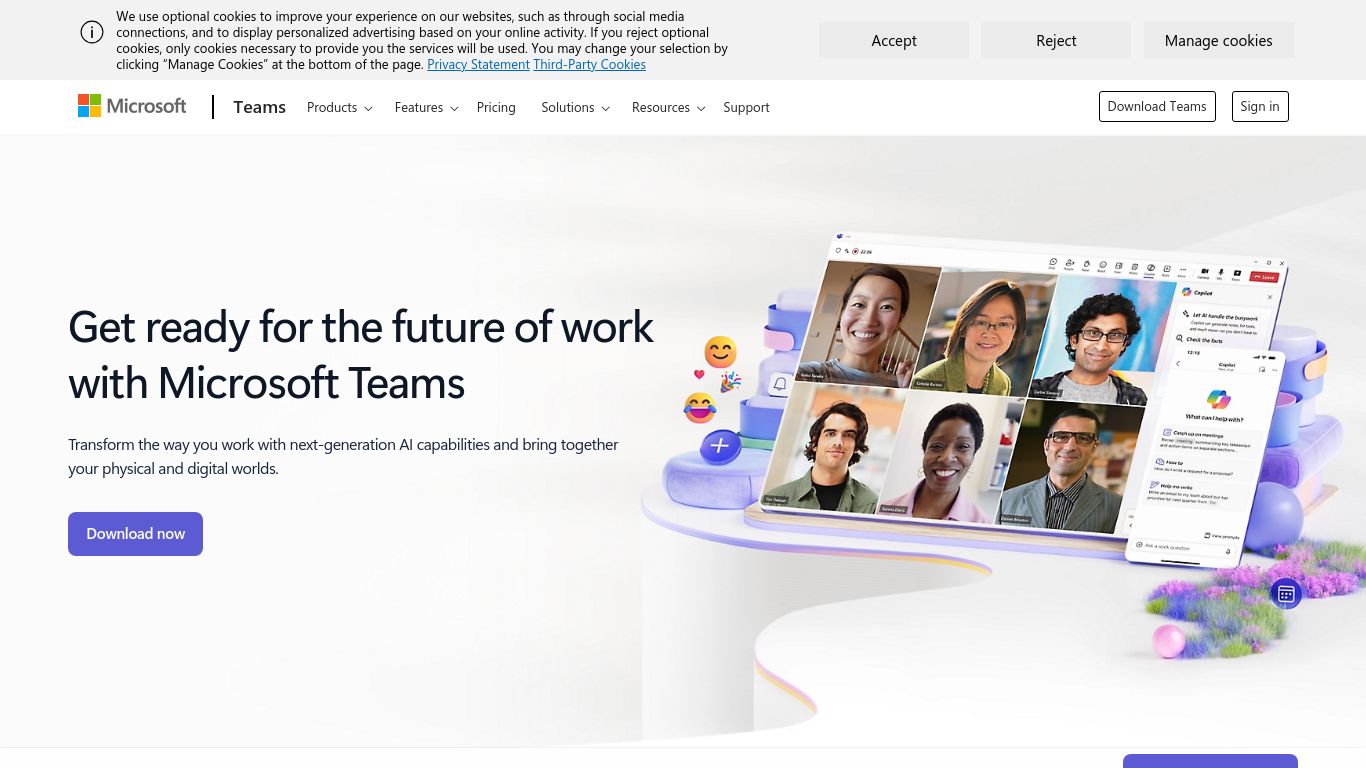 microsoftteams.com website homepage - live status check by WebsiteDown.xyz