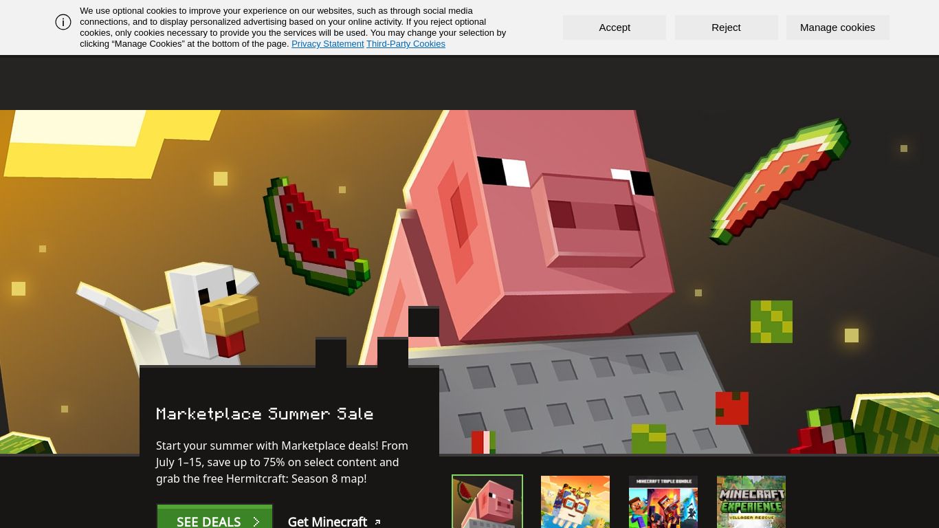 minecraft.net website homepage - live status check by WebsiteDown.xyz