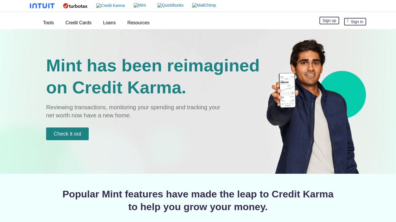 mint.com website homepage - live status check by WebsiteDown.xyz