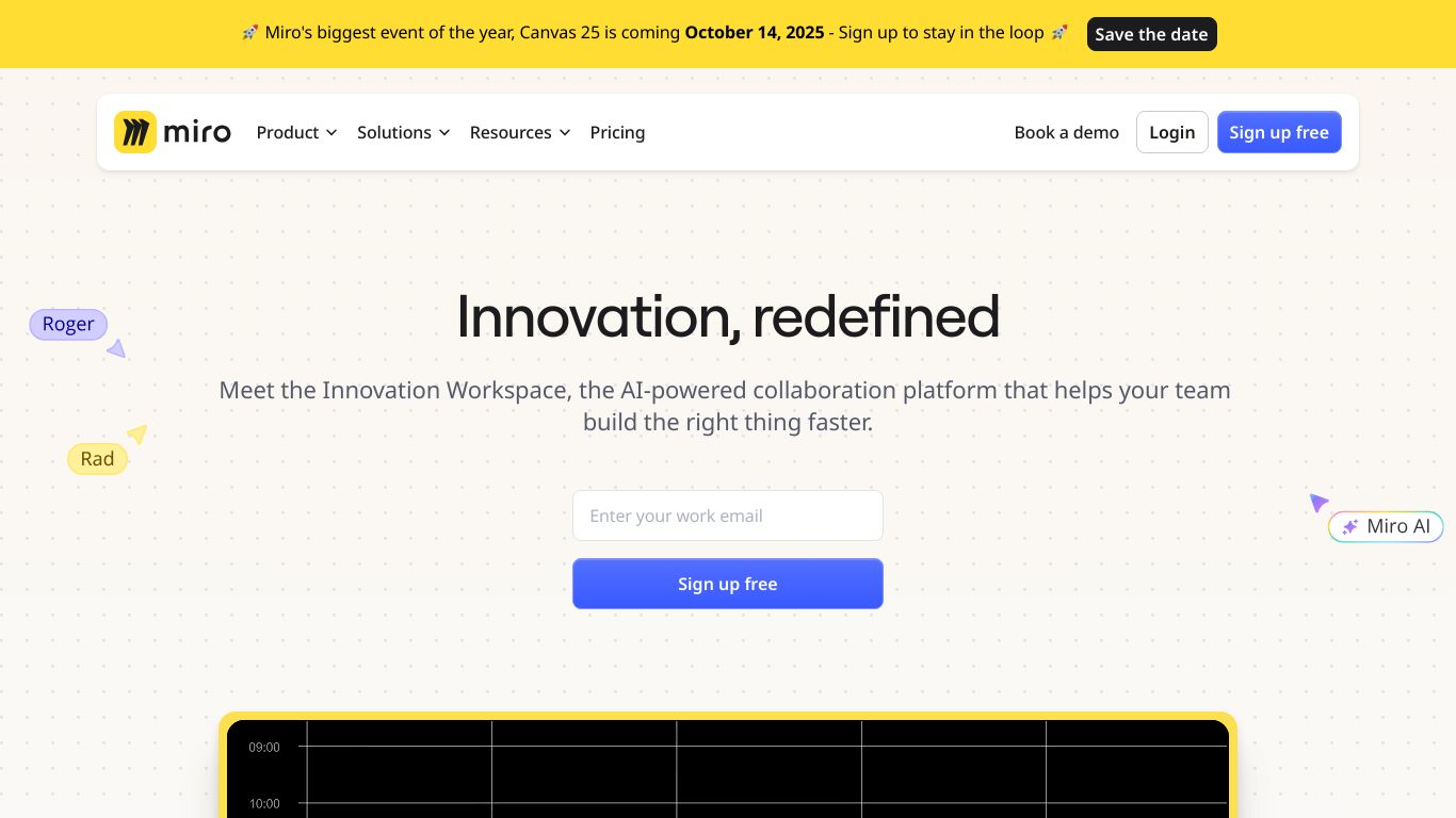 miro.com website homepage - live status check by WebsiteDown.xyz