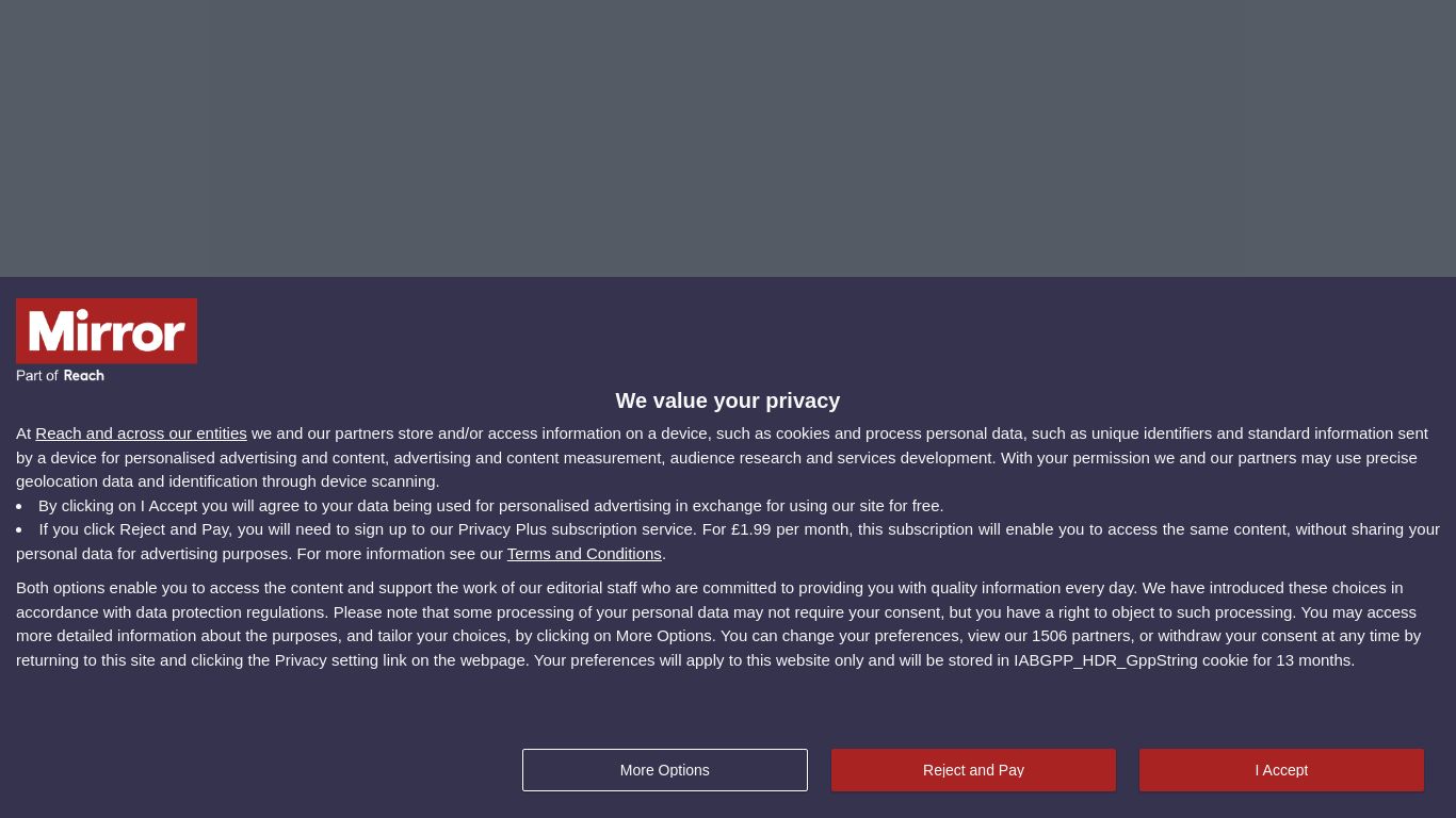 mirror.co.uk website homepage - live status check by WebsiteDown.xyz