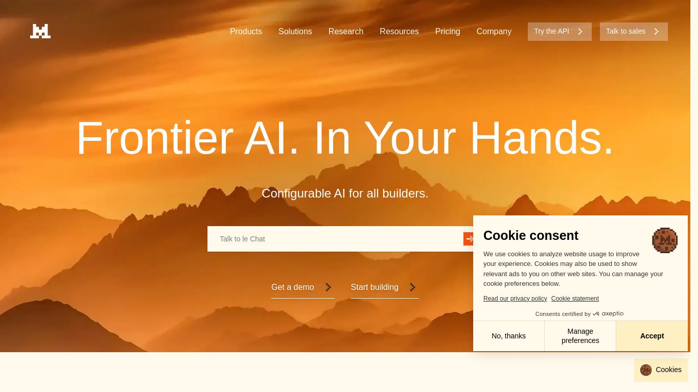 mistral.ai website homepage - live status check by WebsiteDown.xyz