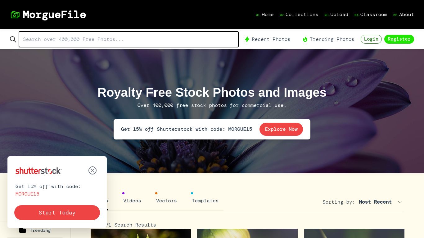 morguefile.com website homepage - live status check by WebsiteDown.xyz