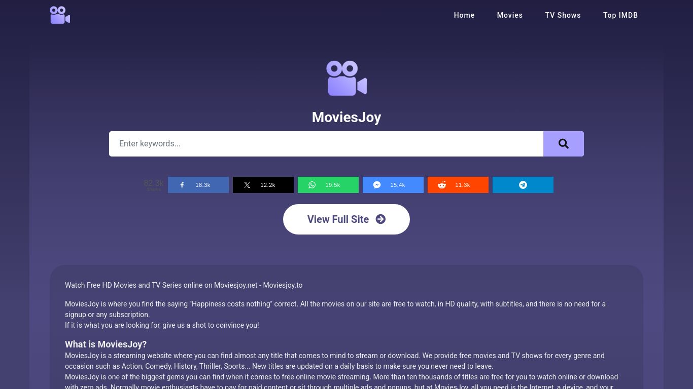 moviesjoy.to website homepage - live status check by WebsiteDown.xyz