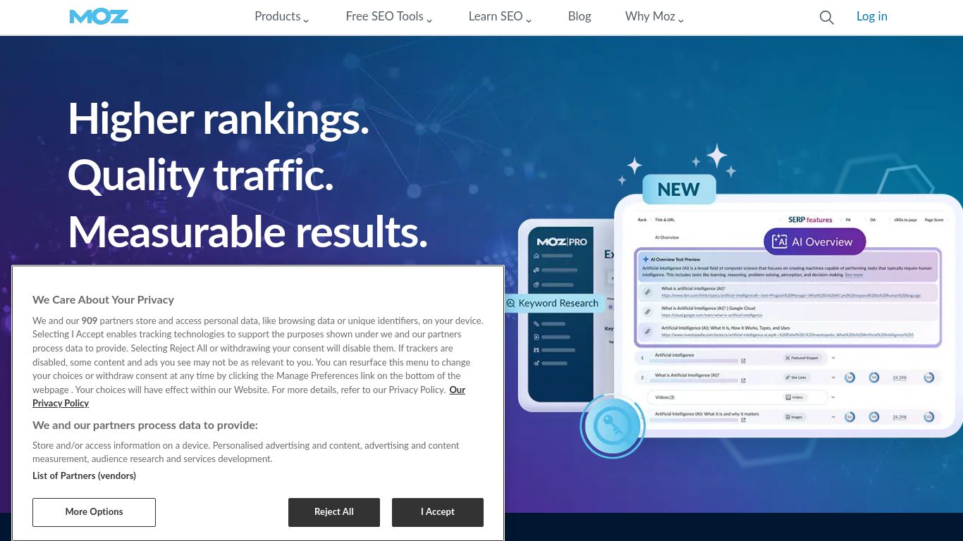 moz.com website homepage - live status check by WebsiteDown.xyz