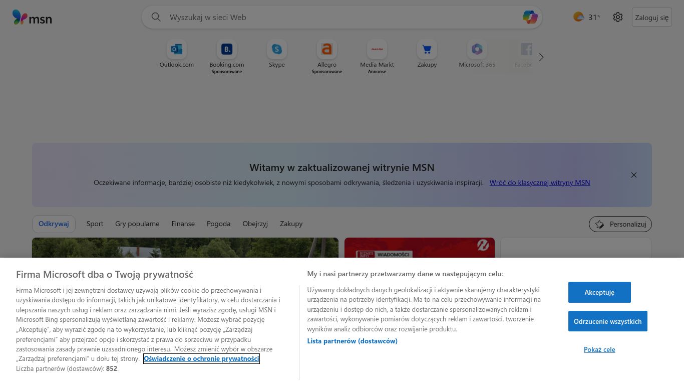 msn.com website homepage - live status check by WebsiteDown.xyz